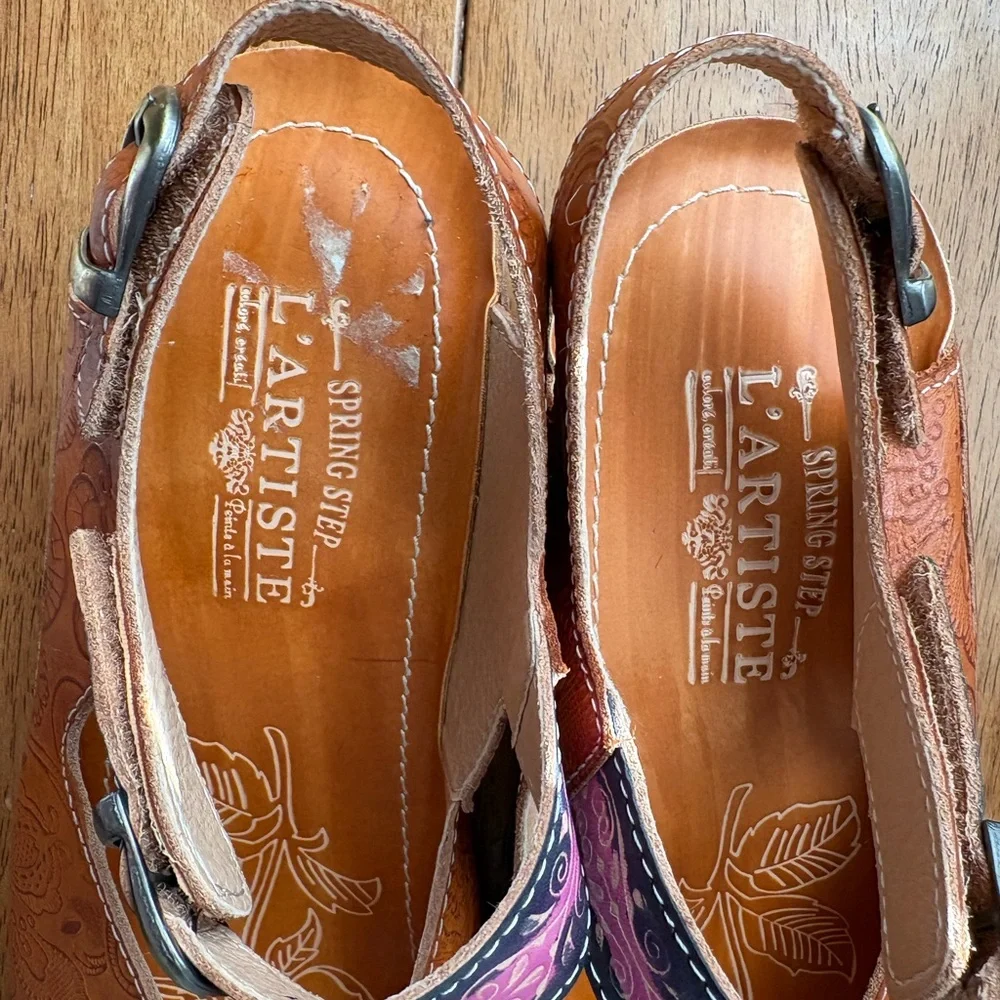 L'Artiste Spring Step Women's Genuine Leather Wedge Sandals Size 41 (US 10-10.5) - Picture 3 of 4